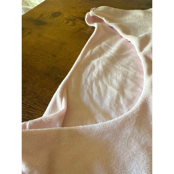 Fabletics Womens Pink Terry Cloth Crop Top Halter Style M Built in Bra - Picture 10 of 16